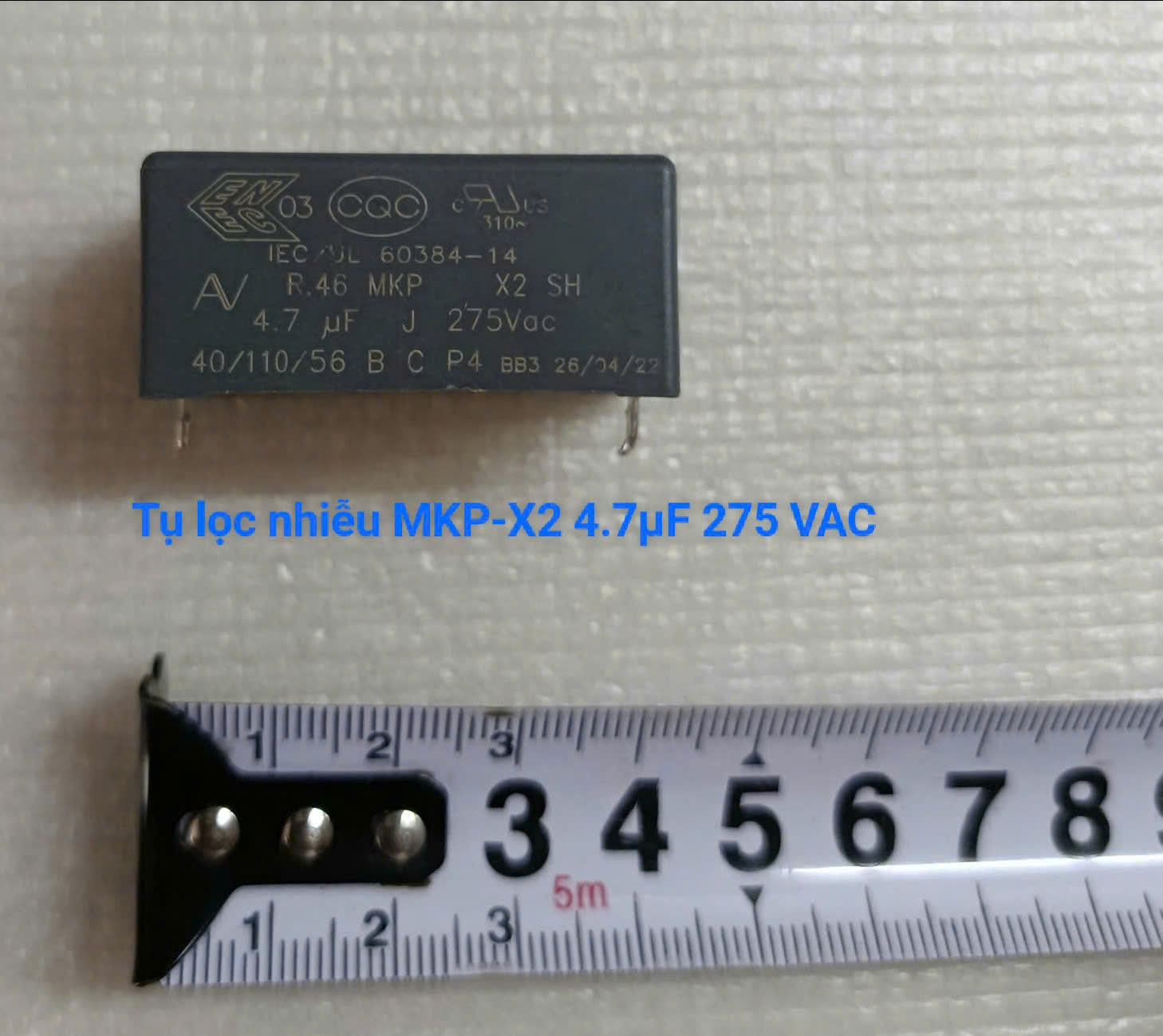 Tụ Zin Hafele - Tụ lọc nhiễu MKP-X2 4.7µF 275 VAC dùng trong bo mạch bếp từ